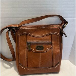 B O C Brown Faux Leather Crossbody Messenger Bag